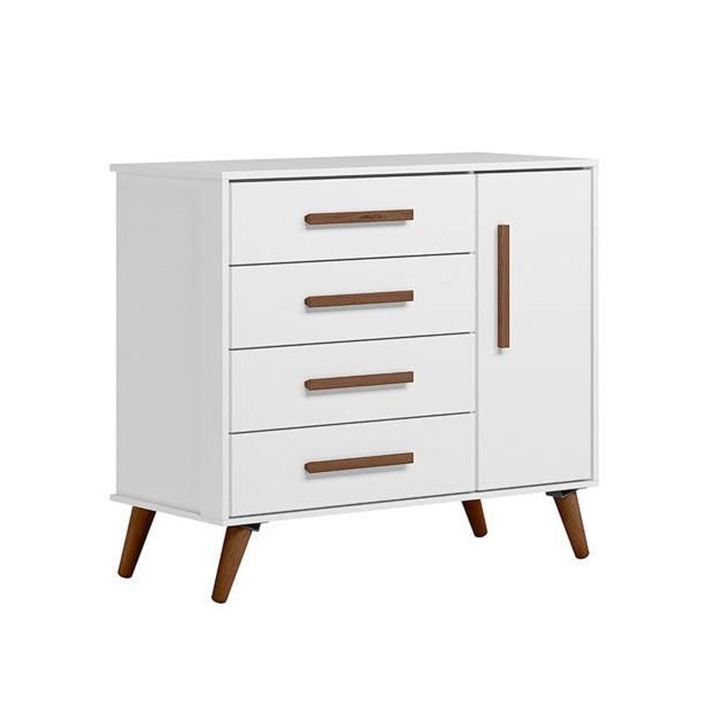 Cômoda Infantil Retrô Qencanto Qmovi Branco - Design Charmoso e Funcionalidade para o Quarto da Criança