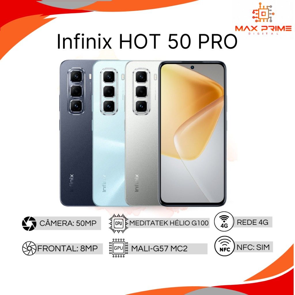 Infinix Hot 50 Pro: 50MP, Helio G100 e 8GB RAM!