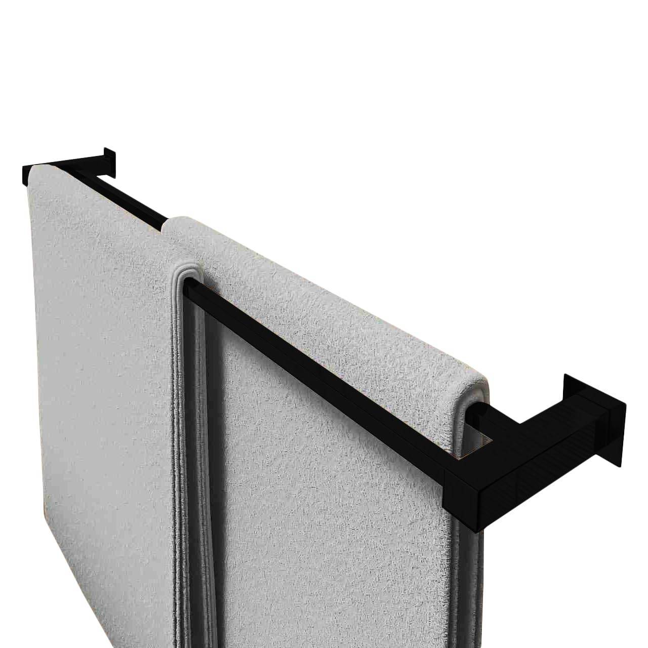 Toalheiro Duplo Inox Preto Fosco 60cm para Banheiro | Design Moderno e Resistente