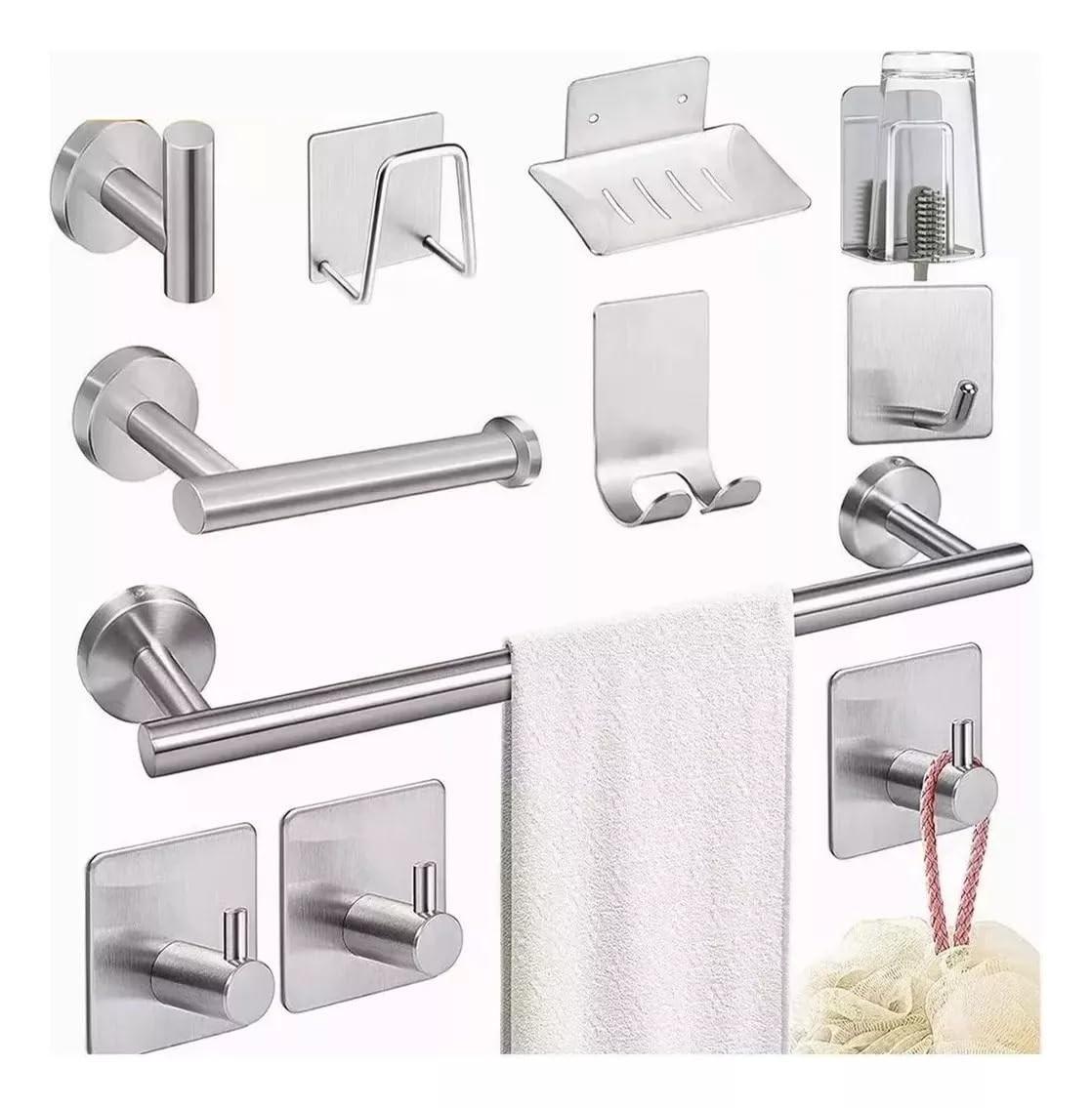 Kit 11 Peças Acessórios Banheiro Aço Inox Fosco – Design Moderno e Instalação Fácil