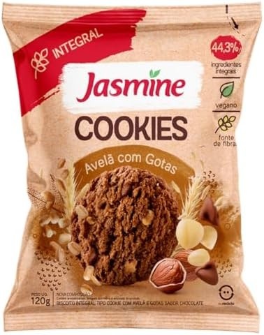 Jasmine Cookies de Avelã com Gostas Integral 120g