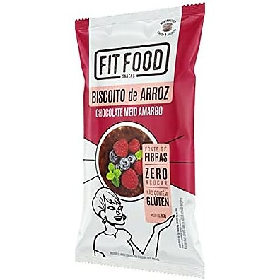 Biscoito Arroz Integral Chocolate Meio Amargo Fit Food 60g