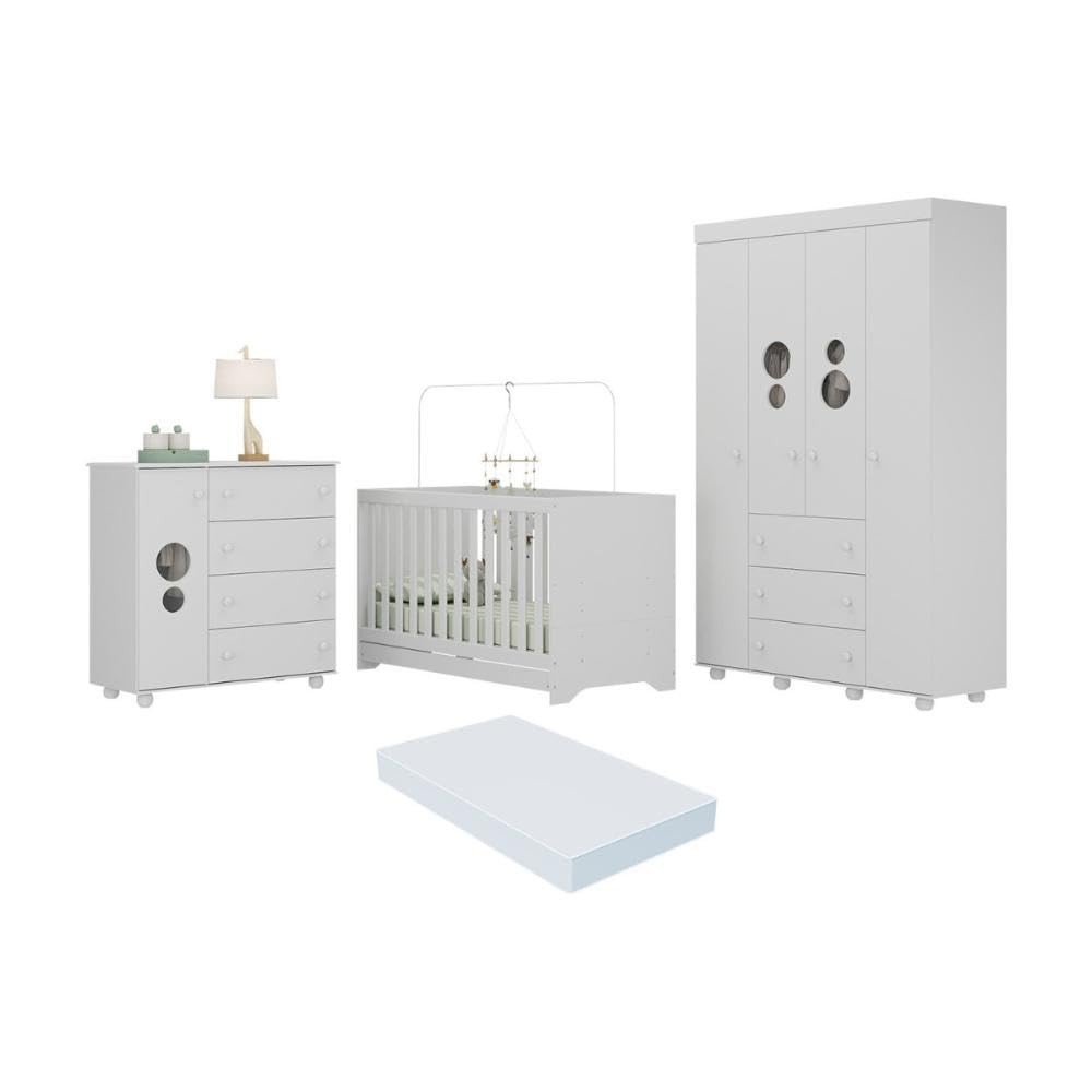 Quarto Infantil Completo com Berço 3 em 1 Multimóveis – Solução Inteligente com Colchão Incluso