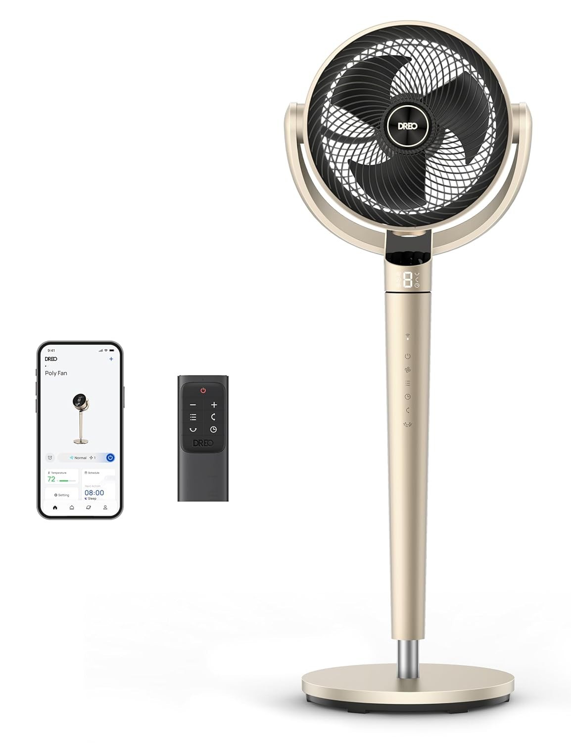 Dreo PolyFan 704S - Ventilador de Pedestal Silencioso com Controle Remoto e Oscilação Inteligente