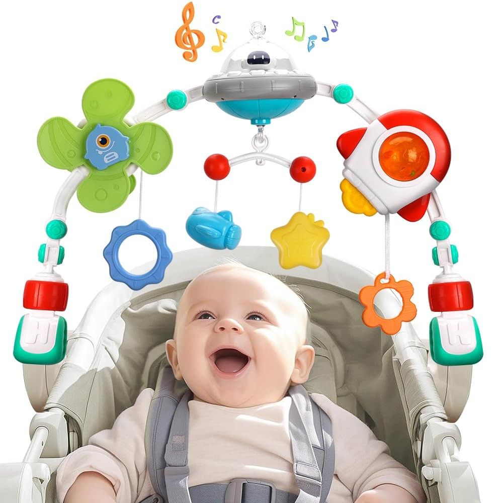 Móbile Interativo Ocean Space para Carrinho de Bebê com Música e Luzes - Diversão Garantida!