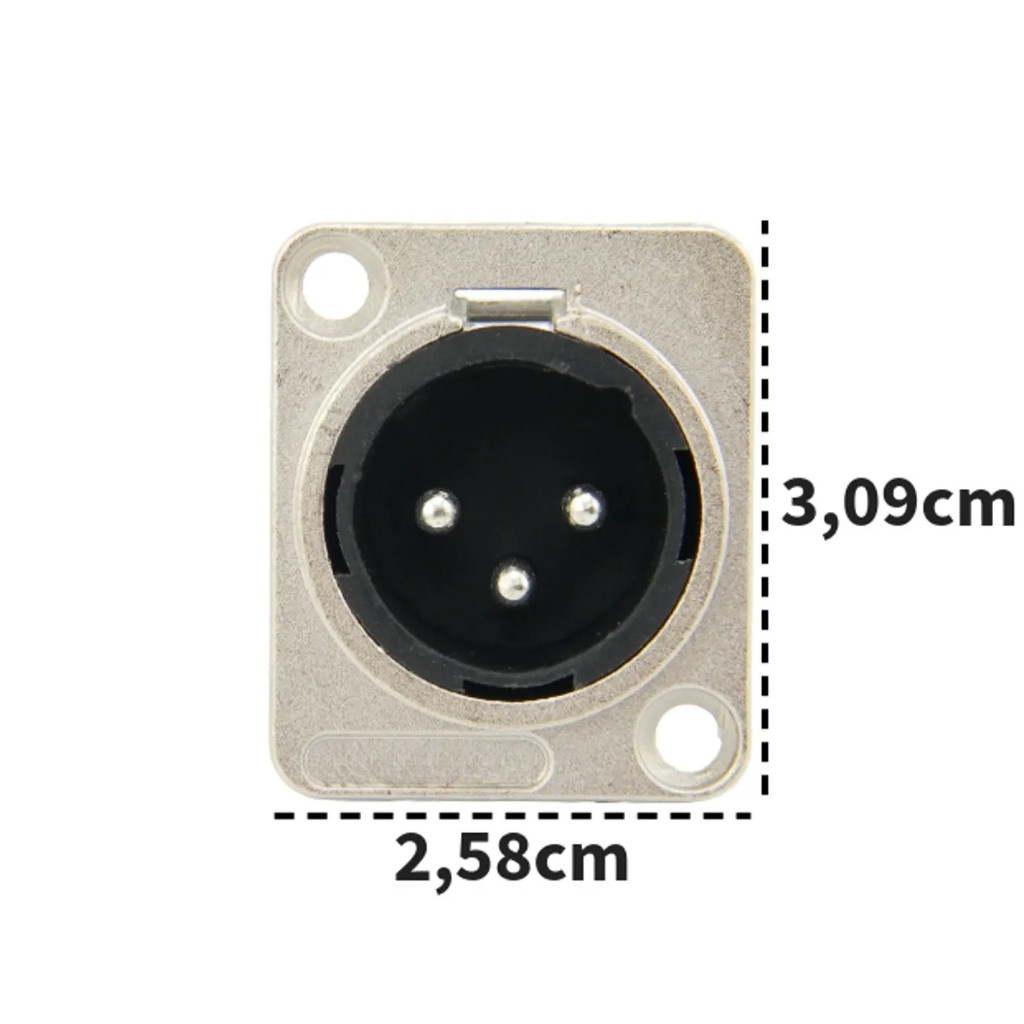 Conector XLR 3 Vias Profissional – Conexão Robusta e Sem Interferência