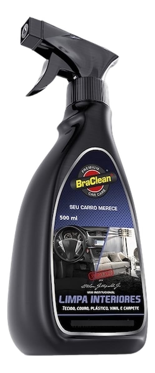 Limpa Interiores Automotivo Spray Cerâmico BraClean 500ml: Brilho e Proteção Duradoura
