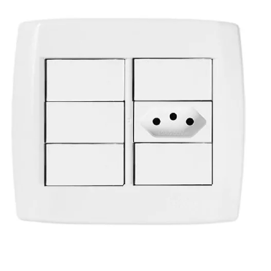 Interruptor 4x4 Pluzie: 5 Teclas + Tomada 10A