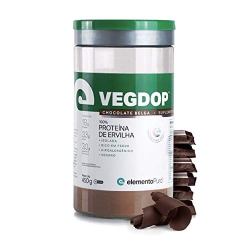 Whey Vegdop 450g Chocolate Belga 100% Protéina de ervilha Isolada Suplemento Alimentar em Pó elementoPuro