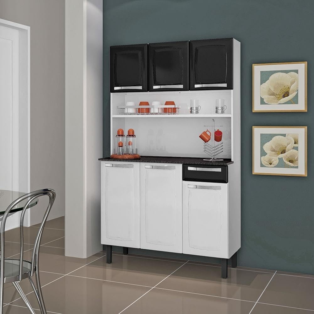 Kit Cozinha Rose Compacta Itatiaia 6 Portas 1 Gaveta em Aço Branco - Modernidade e Organização