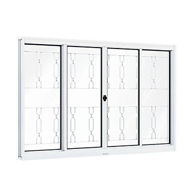 Janela de Aço 100x200cm 4 Folhas com Grade Mosaico – Riobras