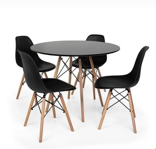 Conjunto de Jantar Mesa Eiffel Redonda com 4 Cadeiras Charles Eames - Design Moderno e Conforto
