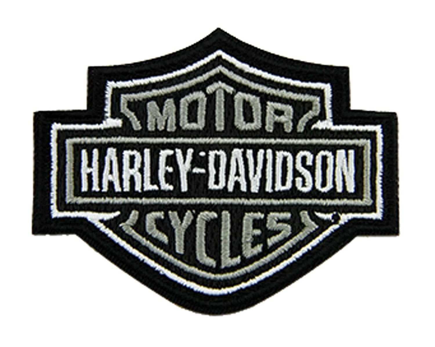 Patch Emblema Harley-Davidson Bar & Shield Cinza 7,6cm - Estilo Clássico para Sua Jaqueta