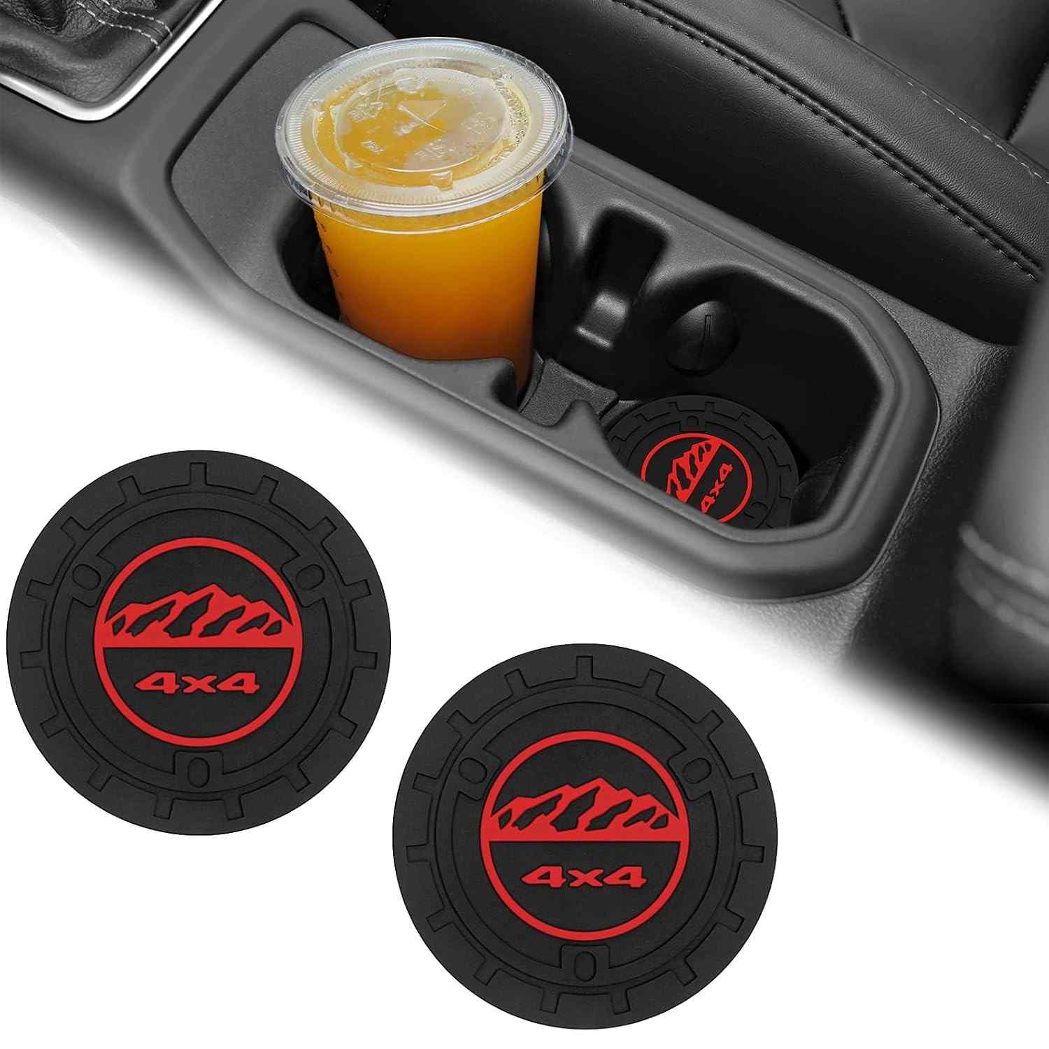 Kit 2 Porta-Copos de Silicone 4x4 para Jeep Wrangler JL JK JLU & Gladiator JT - Acessórios Internos Antiderrapantes