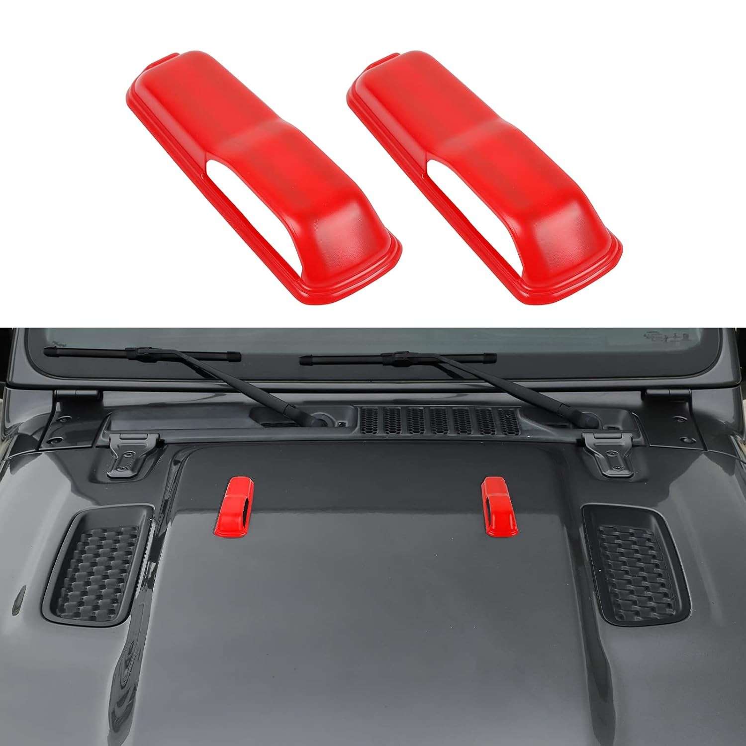 CheroCar Capa Protetora Dobradiça Capô Motor Vermelha para Jeep Wrangler JL & Gladiator JT