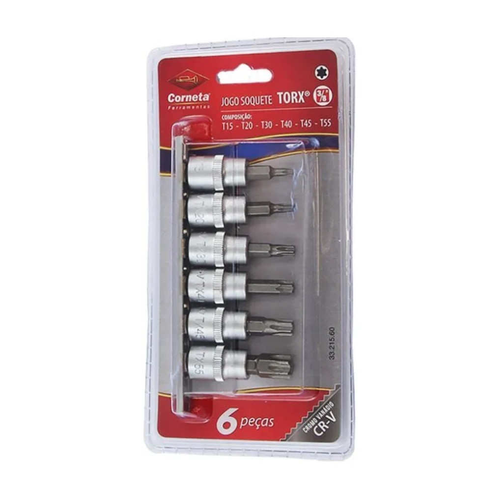 Jogo de Soquetes Torx 3/8” (T15-T55) Corneta: Versatilidade e Qualidade