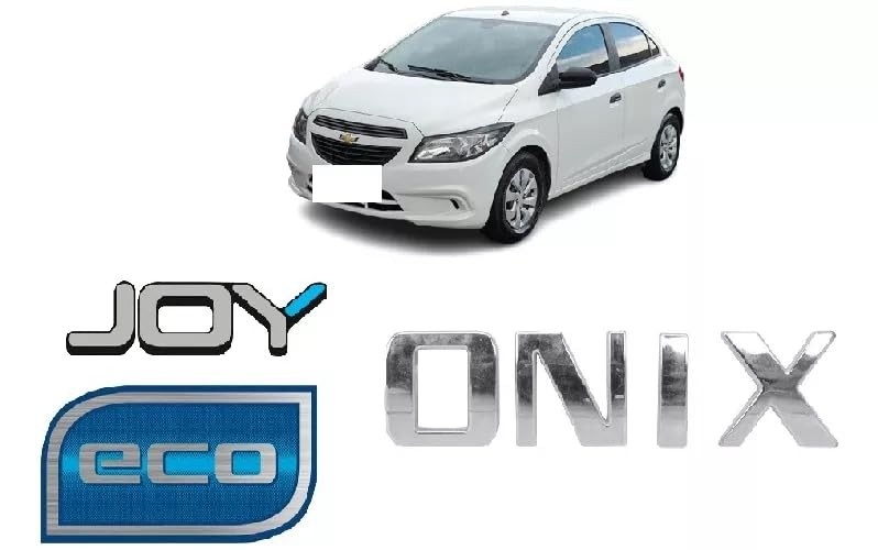 Kit Emblema Onix Cromado + Adesivos Joy e Eco (2017-2019) - Toque de Estilo e Personalidade