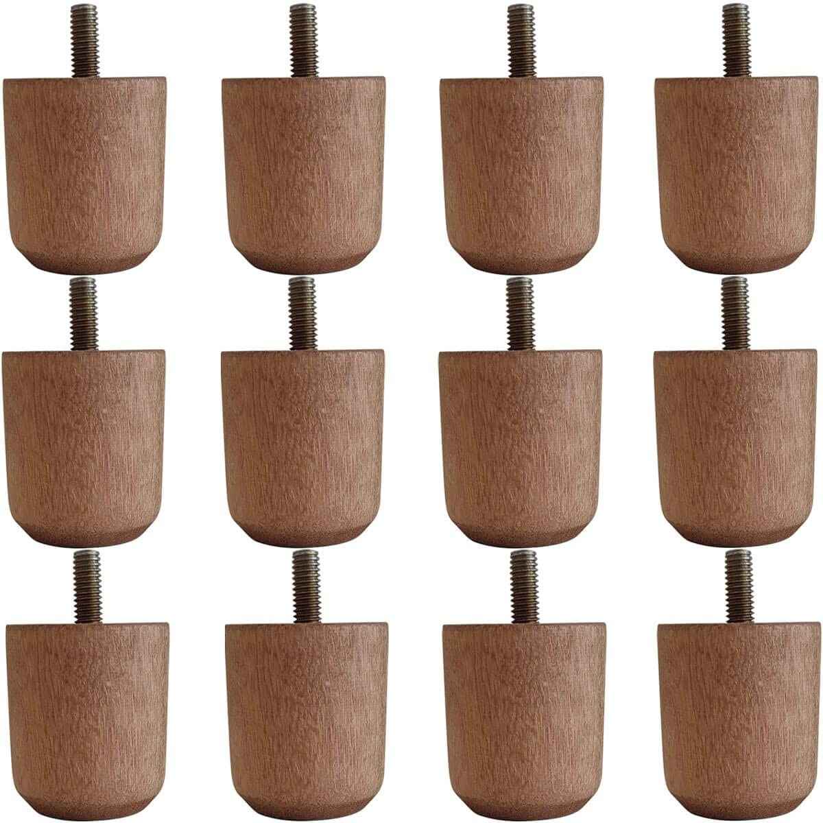 Pés para Cama Box King/Queen 5cm - Conjunto com 12 Peças em Madeira Mel