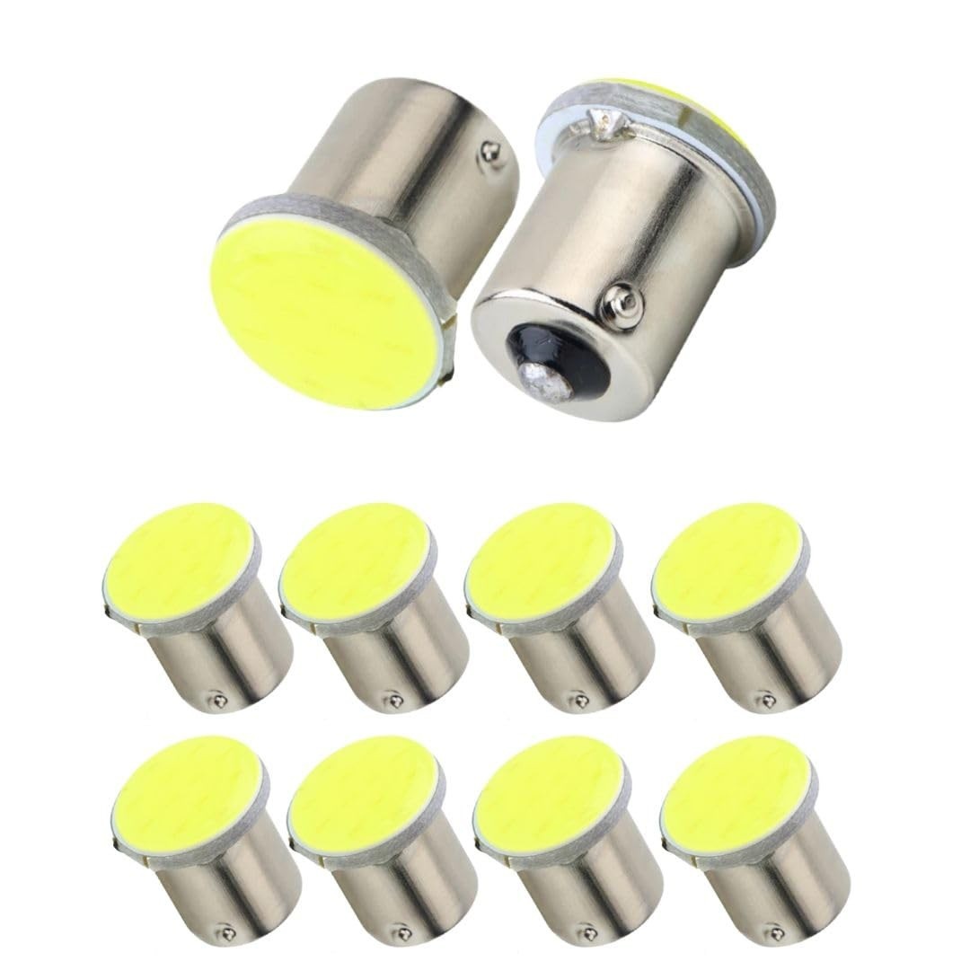 Kit 10 Lâmpadas LED COB BA15S 1 Polo P21W 1156 1141 Branca 12V - Iluminação Potente e Duradoura