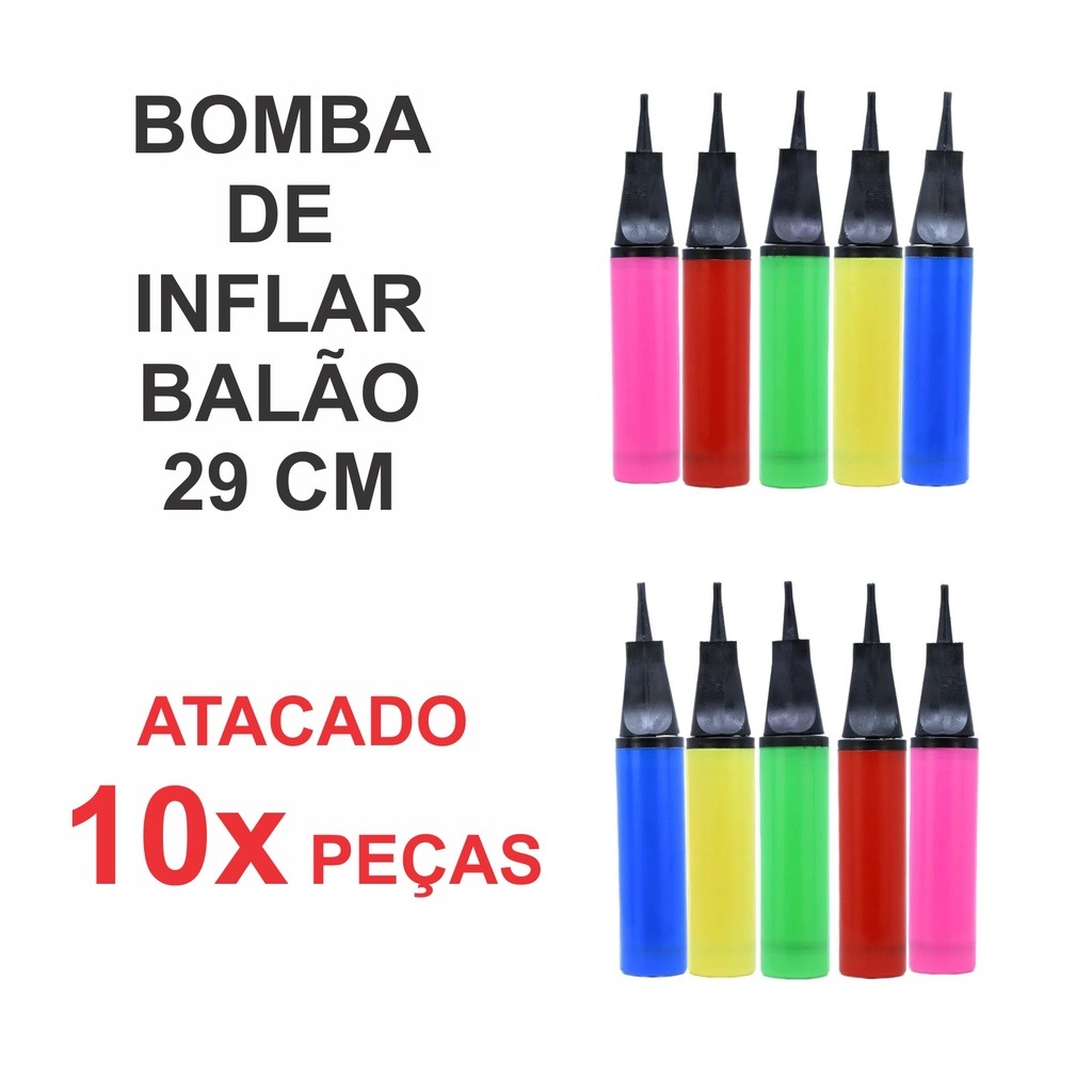 Kit 10 Bombas de Ar para Inflar Balões e Bolas – Ideal para Atacado