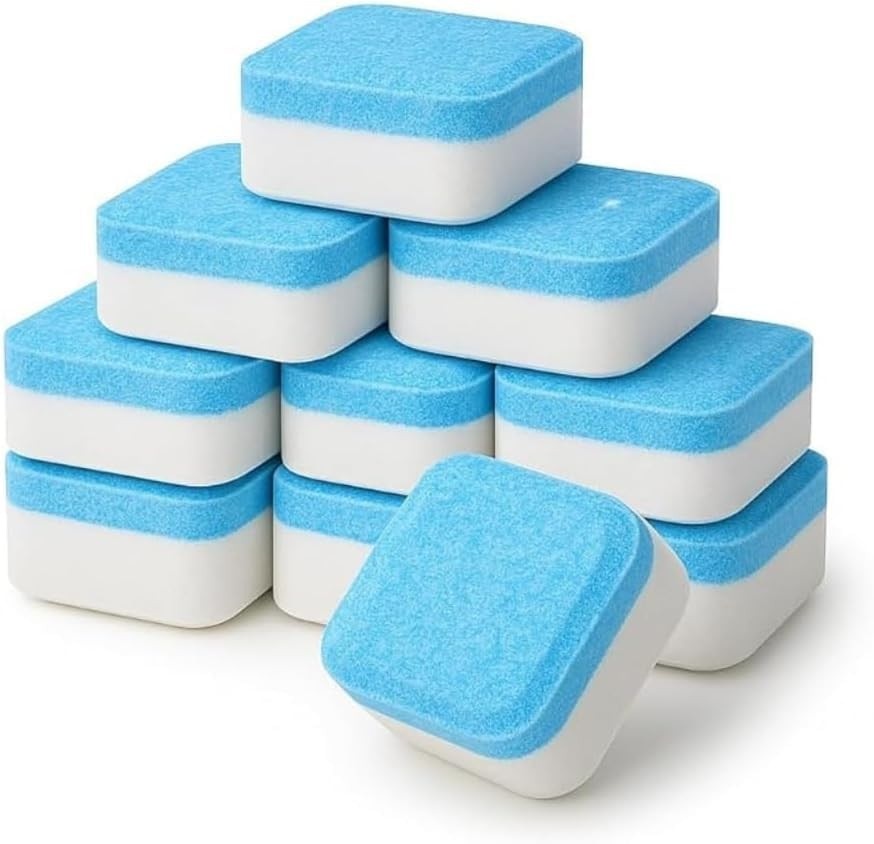 Kit 10 Pastilhas Limpadoras para Máquina de Lavar - Limpeza Profunda, Sem Cheiro, Compatível com Todas as Máquinas