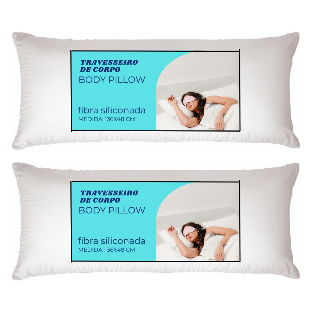 Kit 2 Travesseiros Body Pillow Gigante 135x40cm - Conforto e Higiene Total