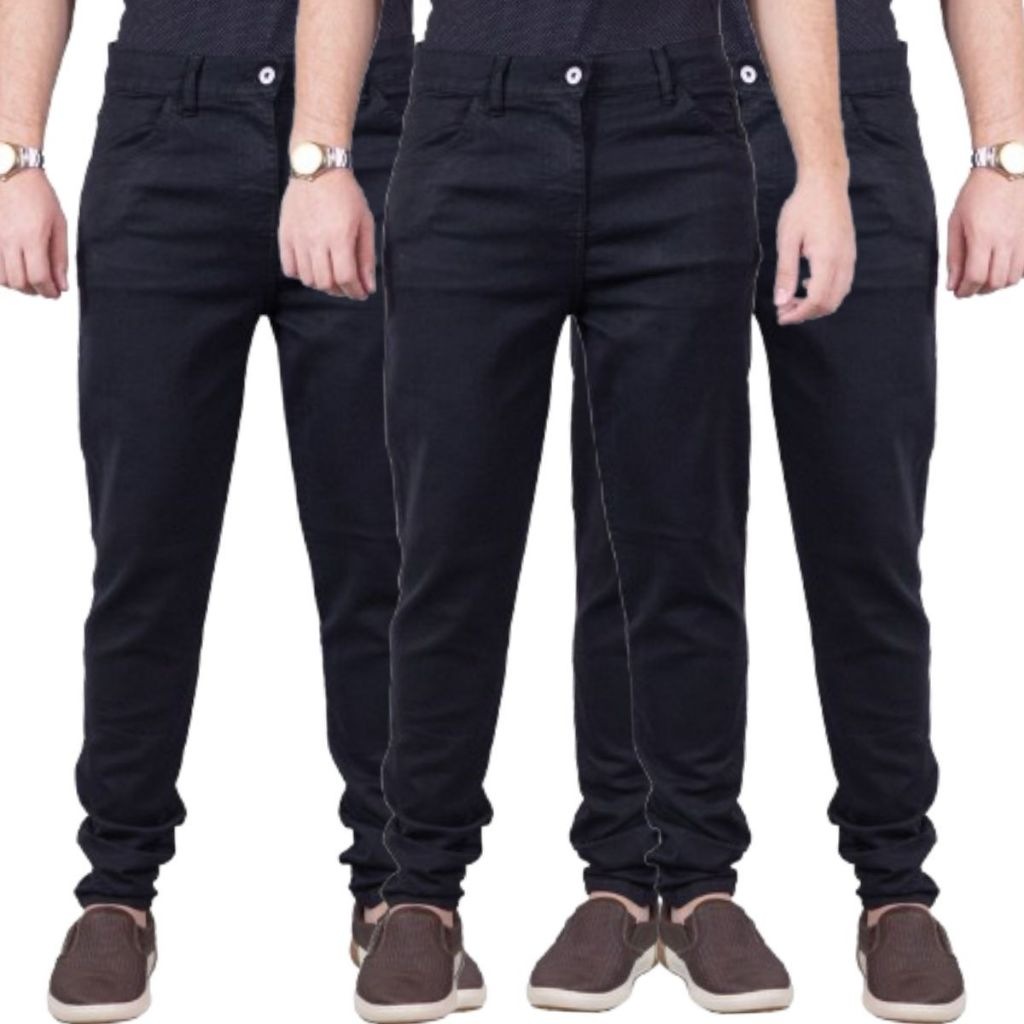 Kit 3 Calças Jeans Masculinas Pretas com Elastano – Conforto e Durabilidade