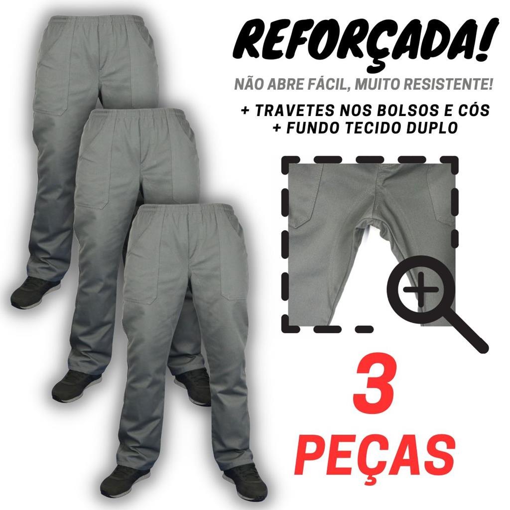 Kit 3 Calças Reforçadas Brim Pesado para Trabalho Pesado
