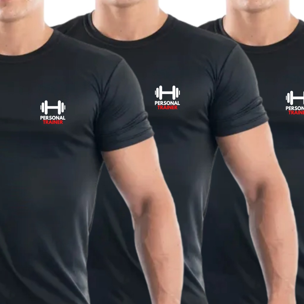 Kit 3 Camisetas Personal Trainer Dry Fit com Seu Nome