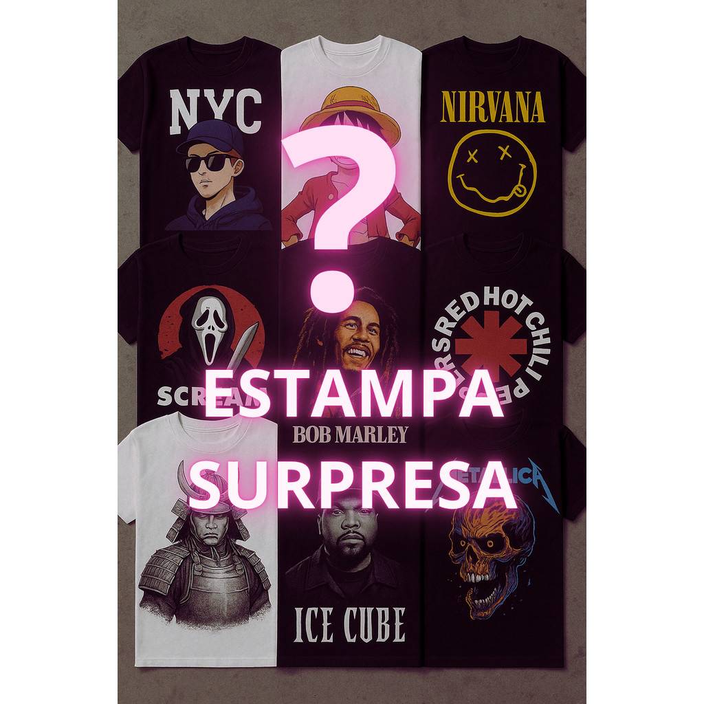 Kit 3 Camisetas Surpresa 100% Algodão - Envio Rápido