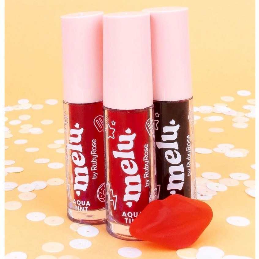 Kit 3 Lip Tint Melu Ruby Rose: Cor nos Lábios e Bochechas