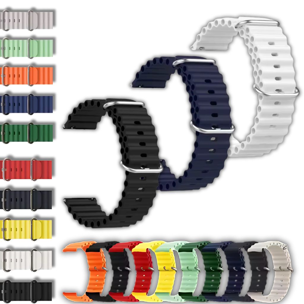 KIT 3 Pulseiras Oceano Silicone para Smartwatch