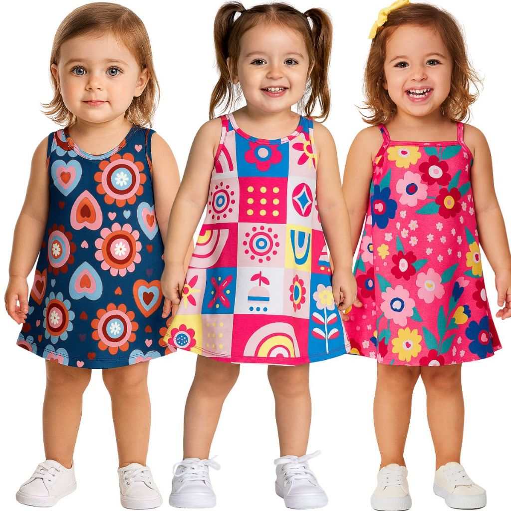 Kit 3 Vestidos Verão Infantil Confortáveis e Estilosos Kyly