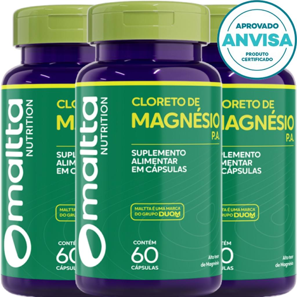 Kit 3x Magnésio Puro 60 Cápsulas Duom – Energia e Saúde