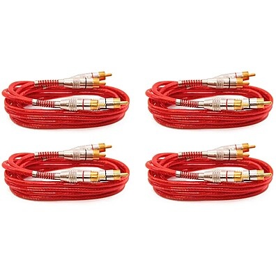Kit 4 Cabos RCA 1m com Dupla Blindagem e Plug Ouro