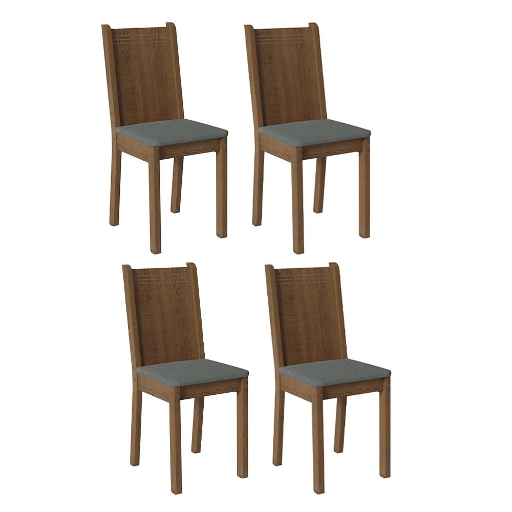 Kit 4 Cadeiras Madesa 4290: Elegância Rustic/Silver