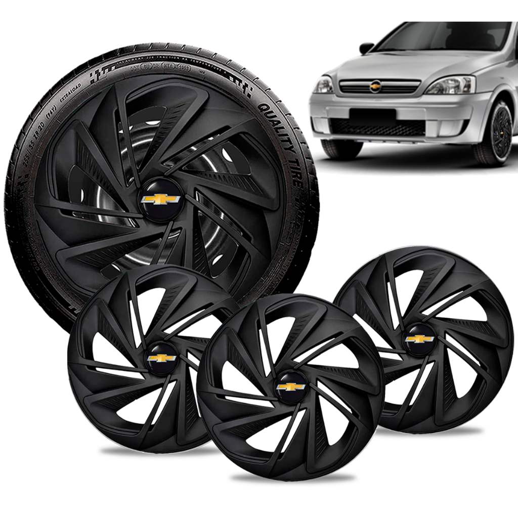 Kit 4 Calotas Esportivas Aro 14 para Corsa, Meriva, Prisma e Agile