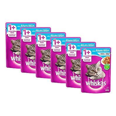 Kit 6 Ração Whiskas Adulto Atum 85g