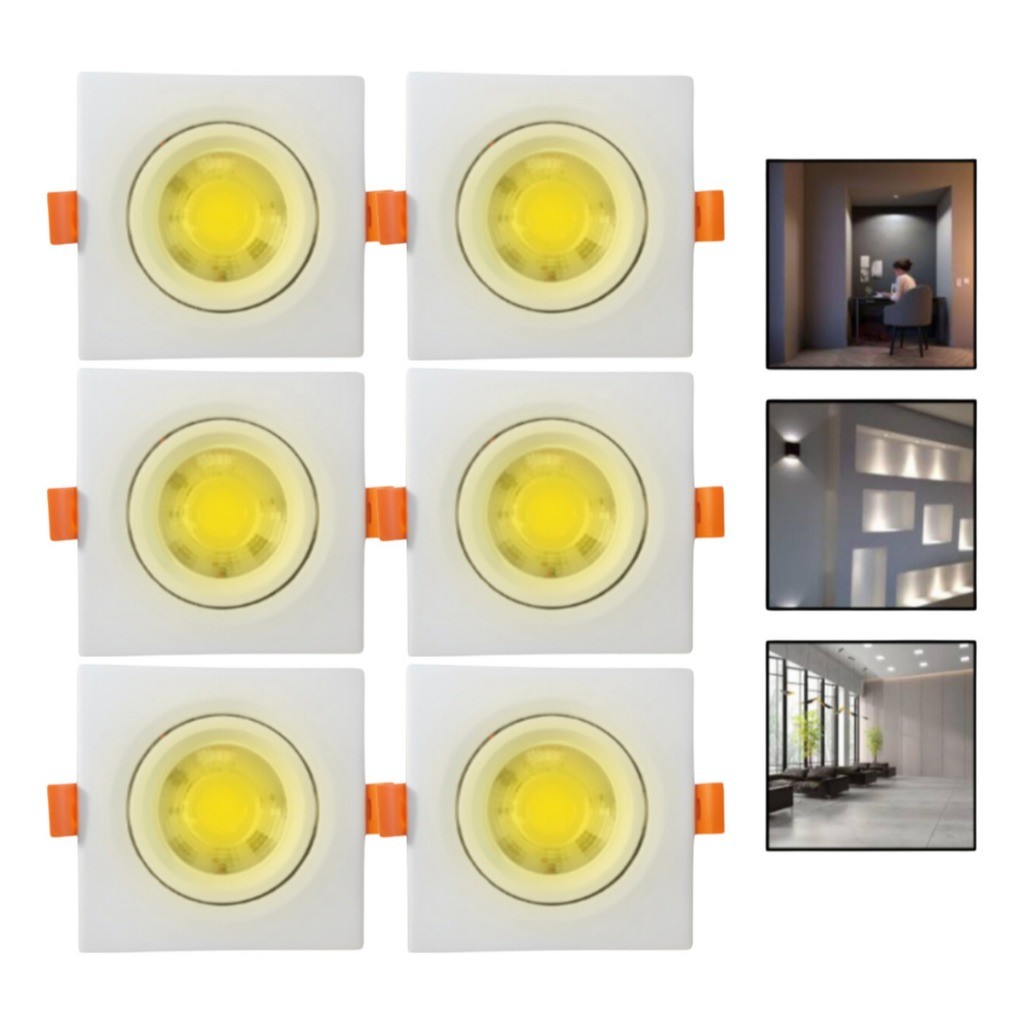 Kit 6 Spot LED Direcionável 3W Branco Quente 3000K - Iluminação Moderna e Eficiente