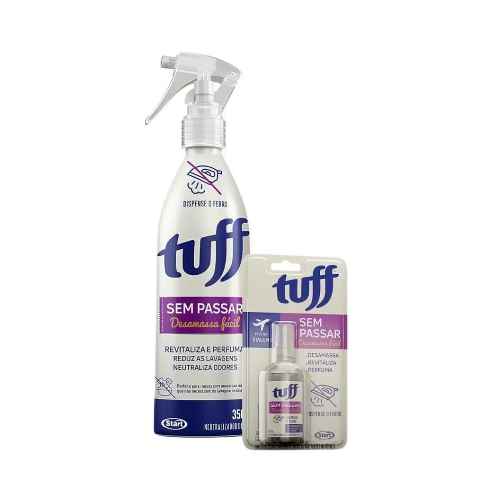 Kit Tuff Sem Passar 350ml + 60ml - Spray Desamassador de Roupas com Fragrância Refrescante