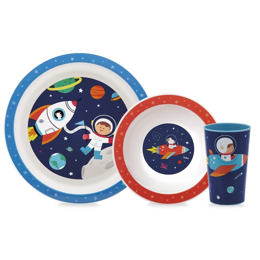 Buba Kit Refeição Aventuras - Astronauta | Prato Divertido e Seguro para Crianças