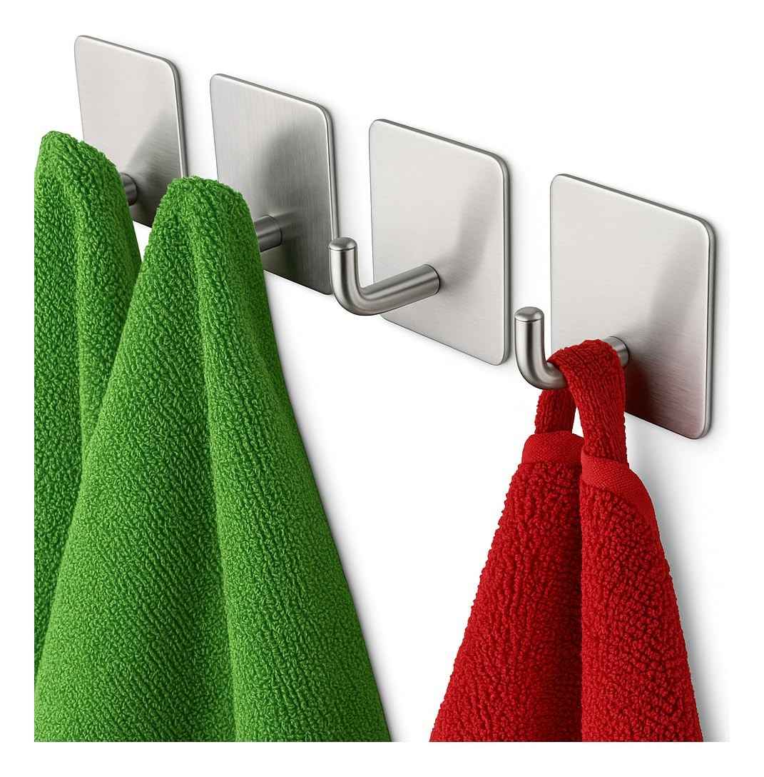 Kit 4 Suportes de Parede Adesivos Multiuso - Aço Inoxidável para Qualquer Superfície
