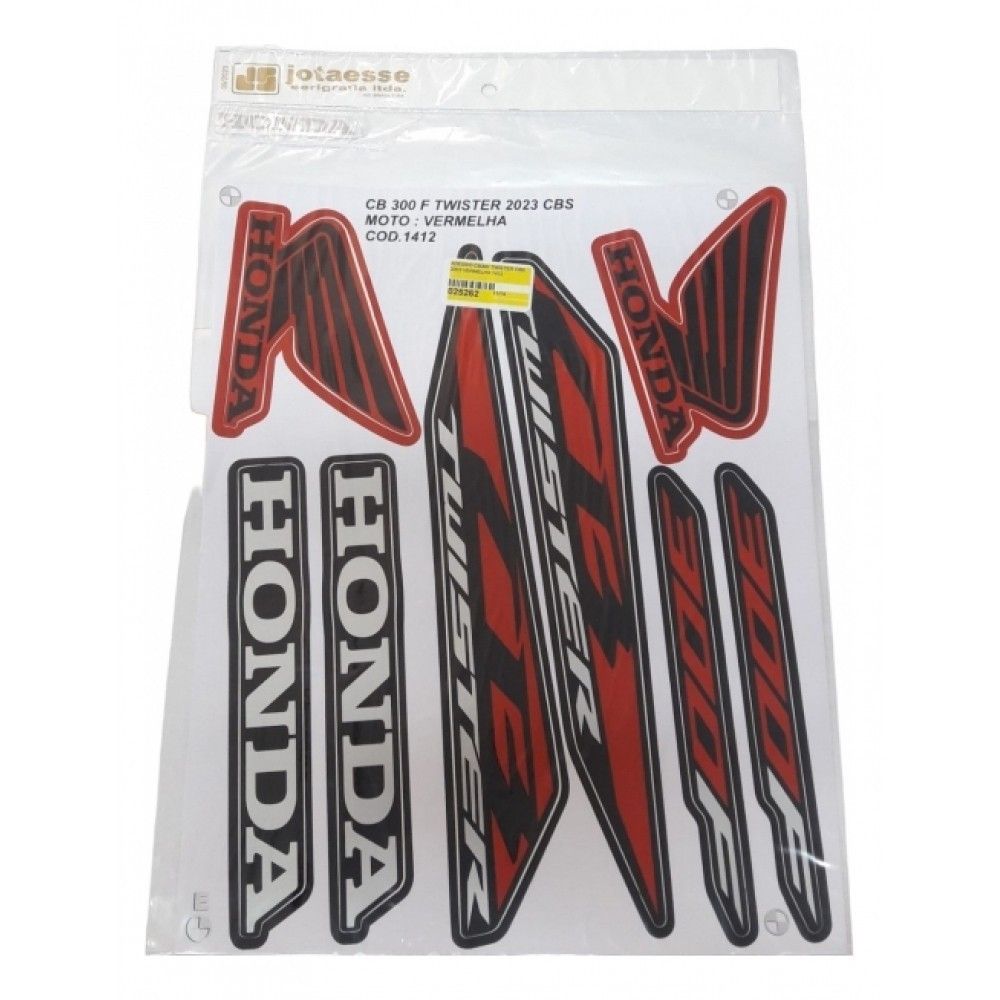 Kit Adesivos Faixas Moto Honda CB 300 Twister Cbs 2023-2024 Vermelha Jotaesse – Modelo Original de Alta Qualidade