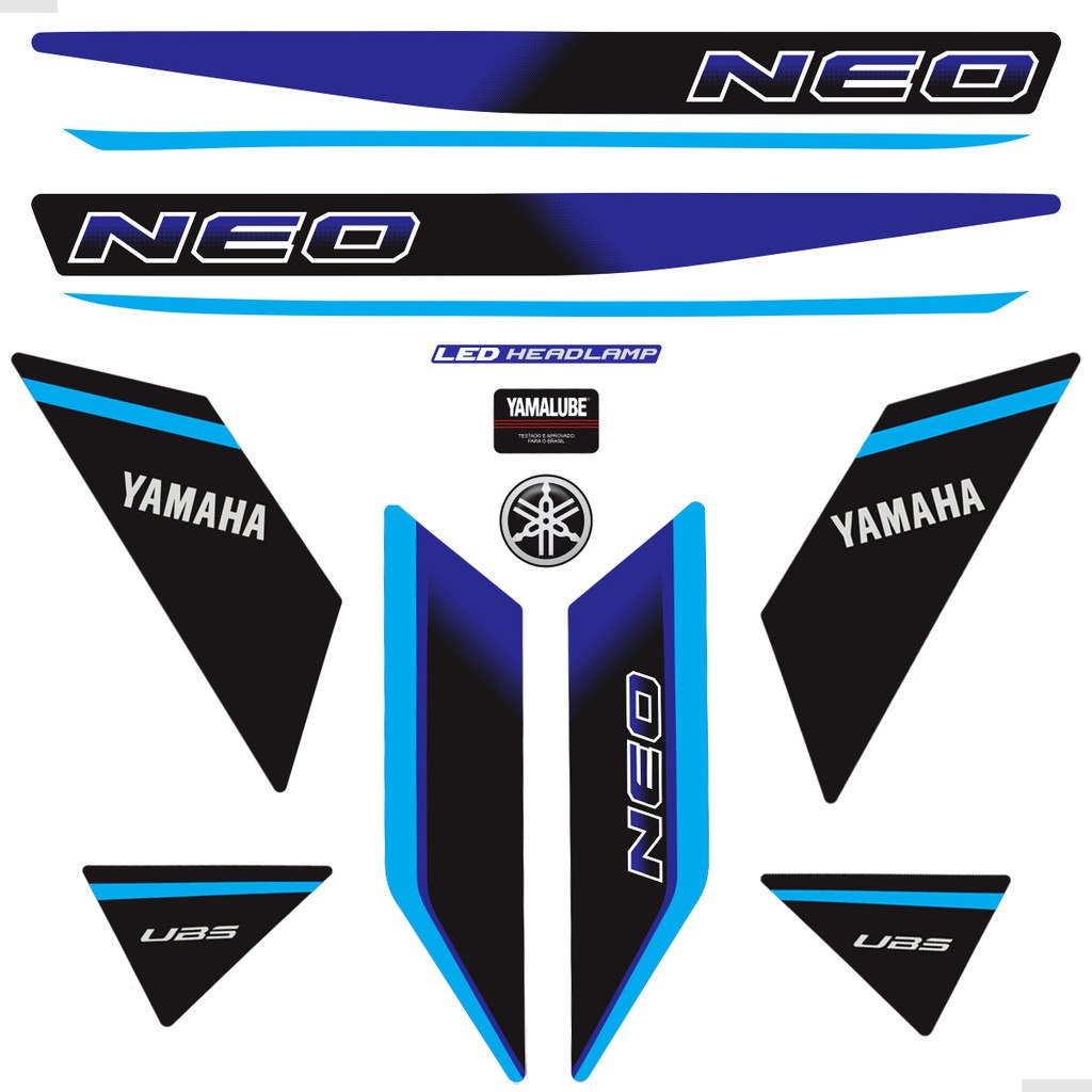 Kit Adesivos Yamaha Neo 125 UBS 2023/2024 – Personalize Sua Moto Azul