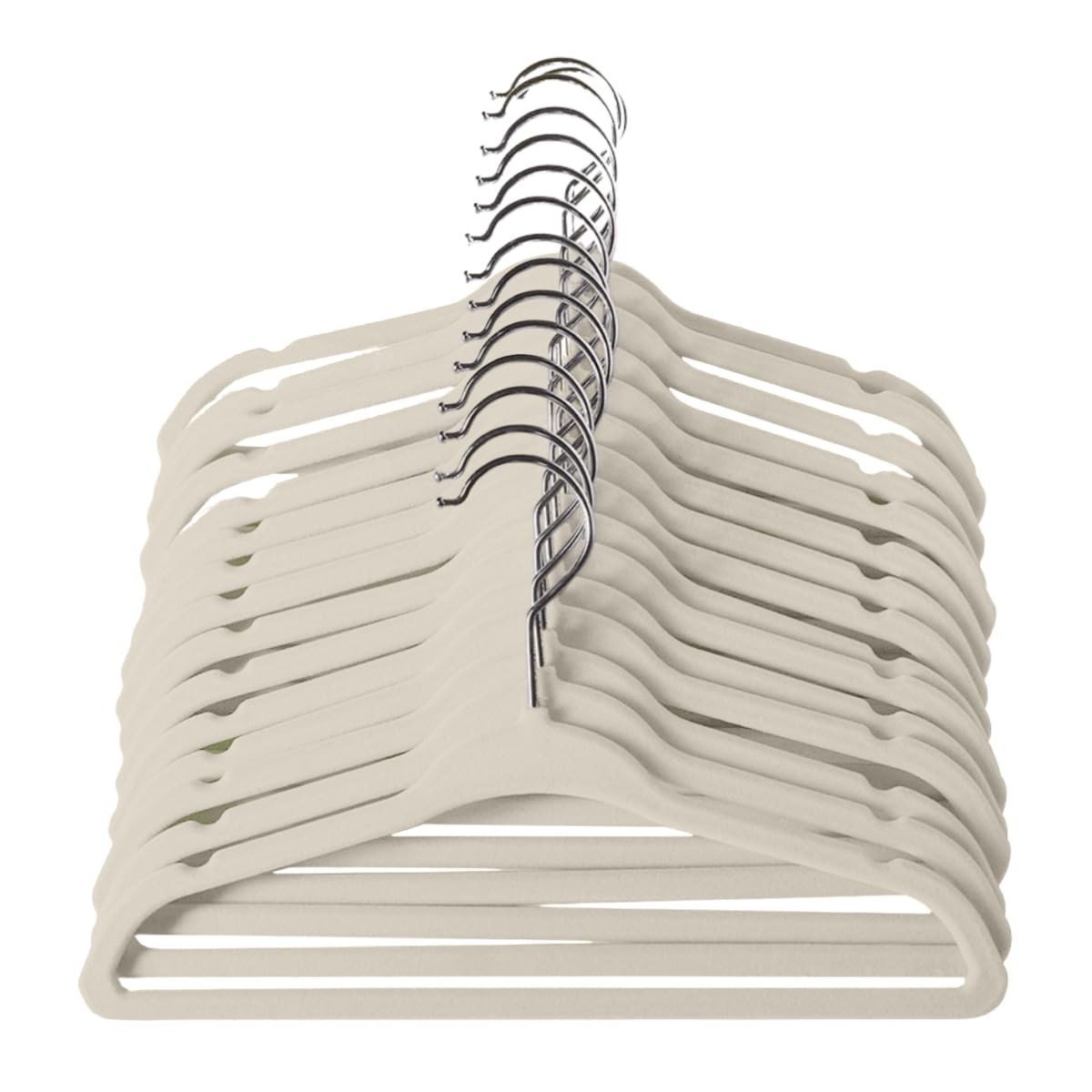 Kit 50 Cabides Infantil Veludo Antideslizante Ultra Fino Moderno Bege - Organize com Estilo e Segurança