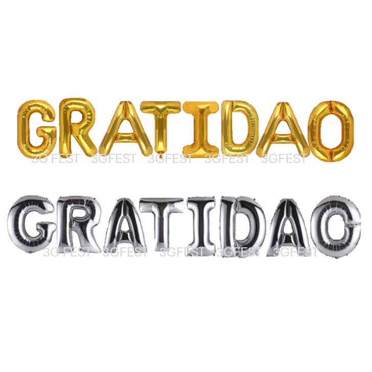 Kit Balões Palavra GRATIDÃO 40cm para Festas e Agradecimentos