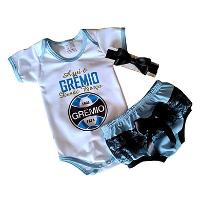 Kit Bebê Grêmio Menina: Torcida Tricolor desde o Berço!