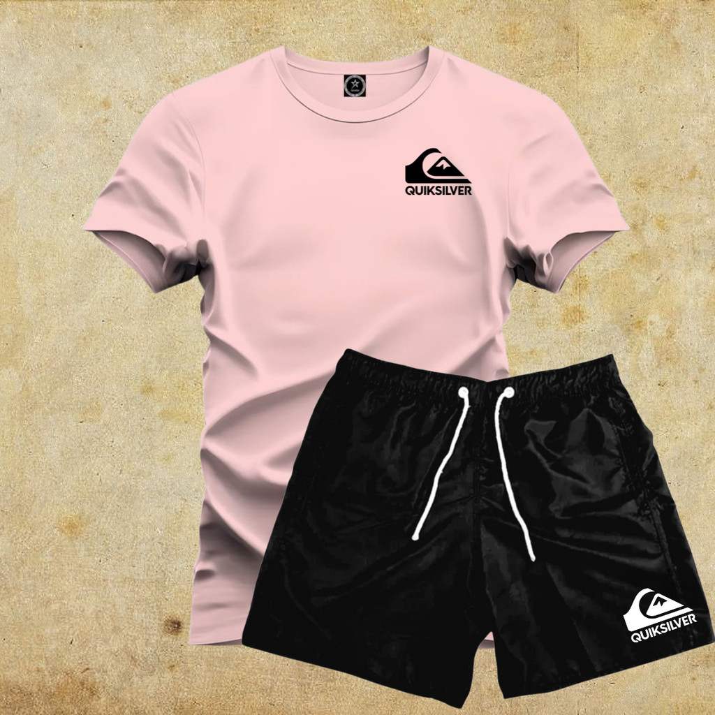Kit Camiseta Algodão + Bermuda Praia Tactel Preto: Conforto e Estilo no Verão