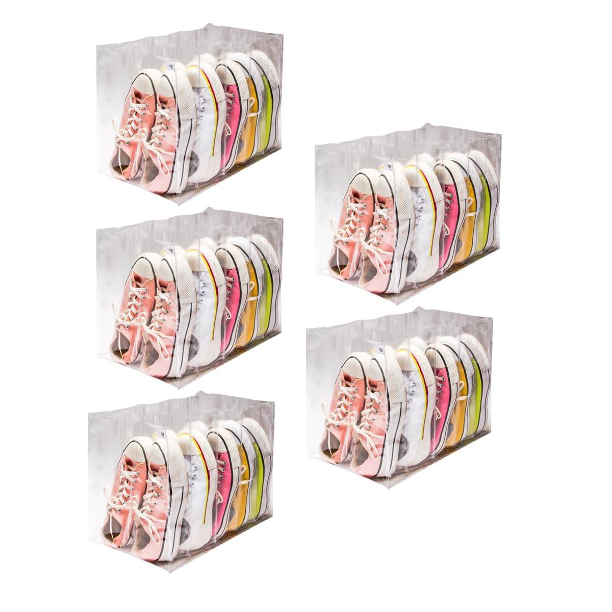 Kit 5 Colmeias Organizadoras Verticais para Sapatos - PVC Transparente Reforçado