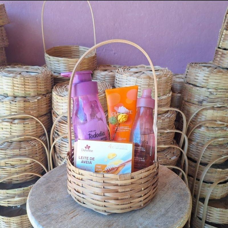 Kit com 10 Cestas Bambu 15cm – Decoração e Presentes Sustentáveis